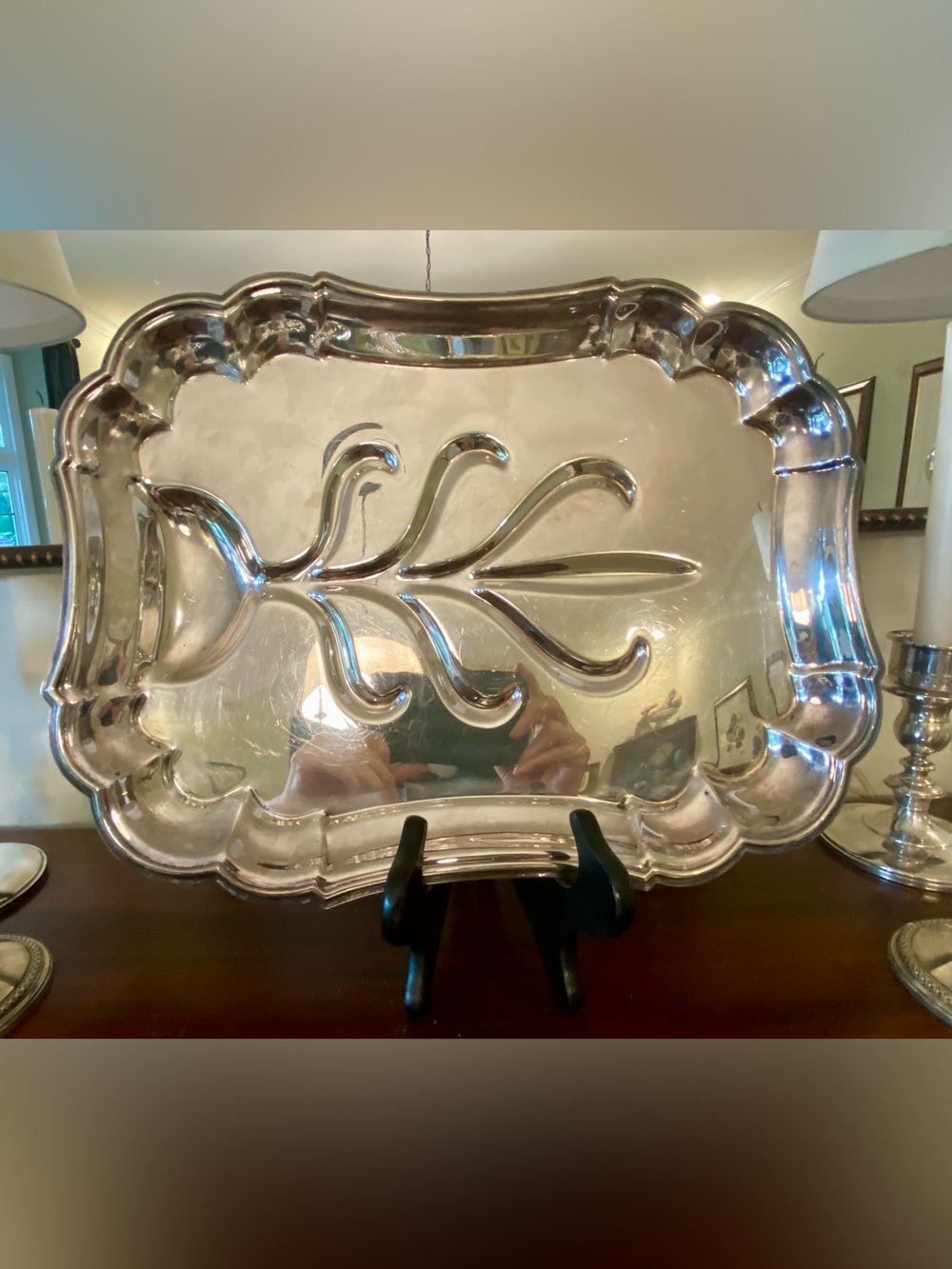 Gorham Silver Plated Decorative Serving Tray with Tree Motif